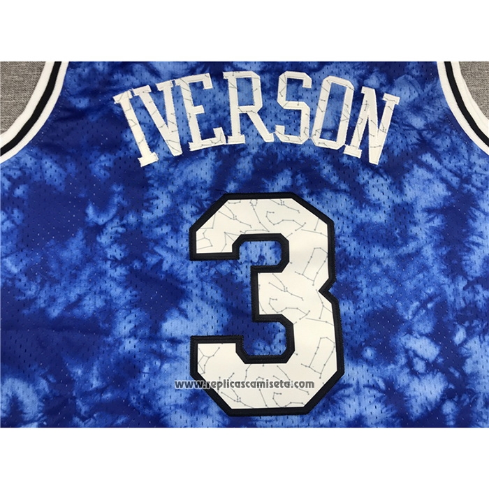 Camiseta Philadelphia 76ers Allen Iverson #3 Galaxy Azul